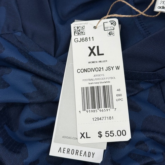 Adidas Primeblue‎ Condivo21 Womens XL Football Soccer Jersey Team Navy Blue NEW - Picture 9 of 10